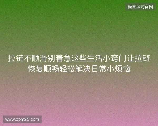 拉链不顺滑别着急这些生活小窍门让拉链恢复顺畅轻松解决日常小烦恼